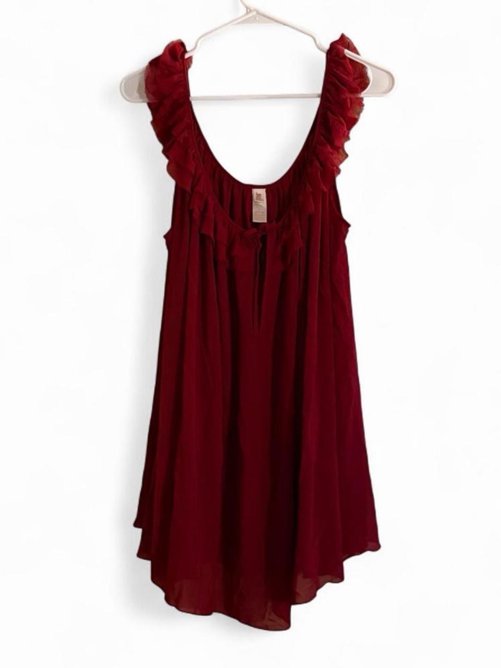 Jennifer Lopez Burgundy Ruffled Mini Dress